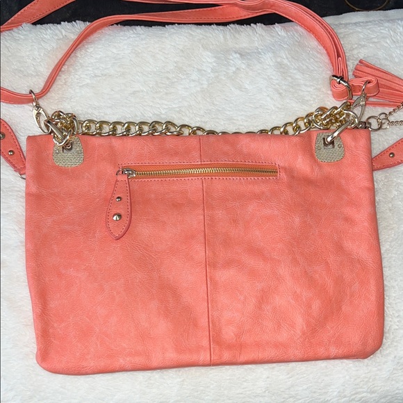 Urban Expressions Coral Crossbody Bag with Gold Accents - Picture 6 of 9
